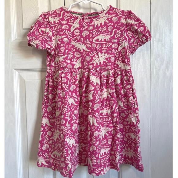 Mini Boden Pink and White Dinosaur Print Dress - Picture 1 of 9